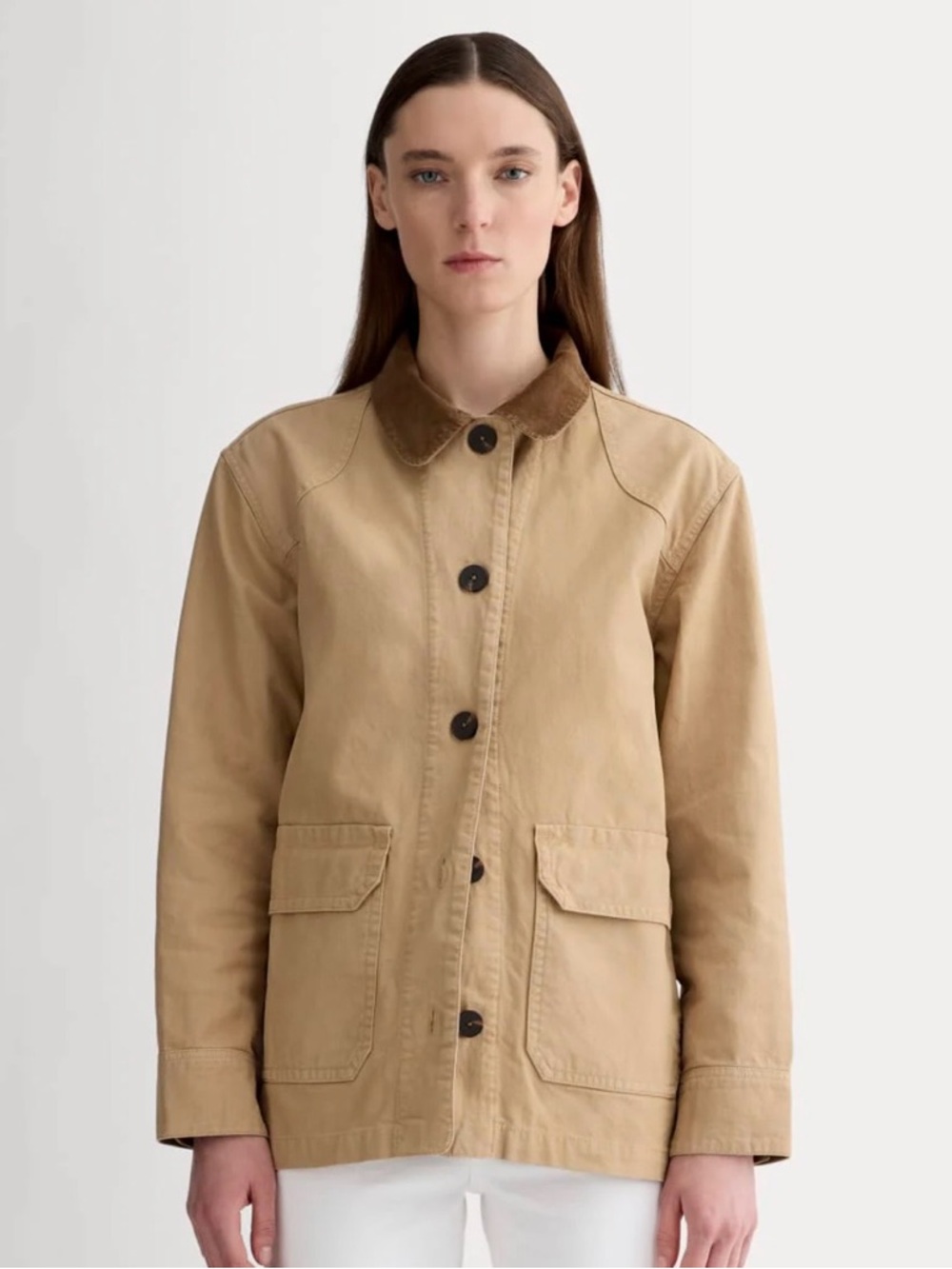 Everlane Tan Barn Jacket with Brown Collar